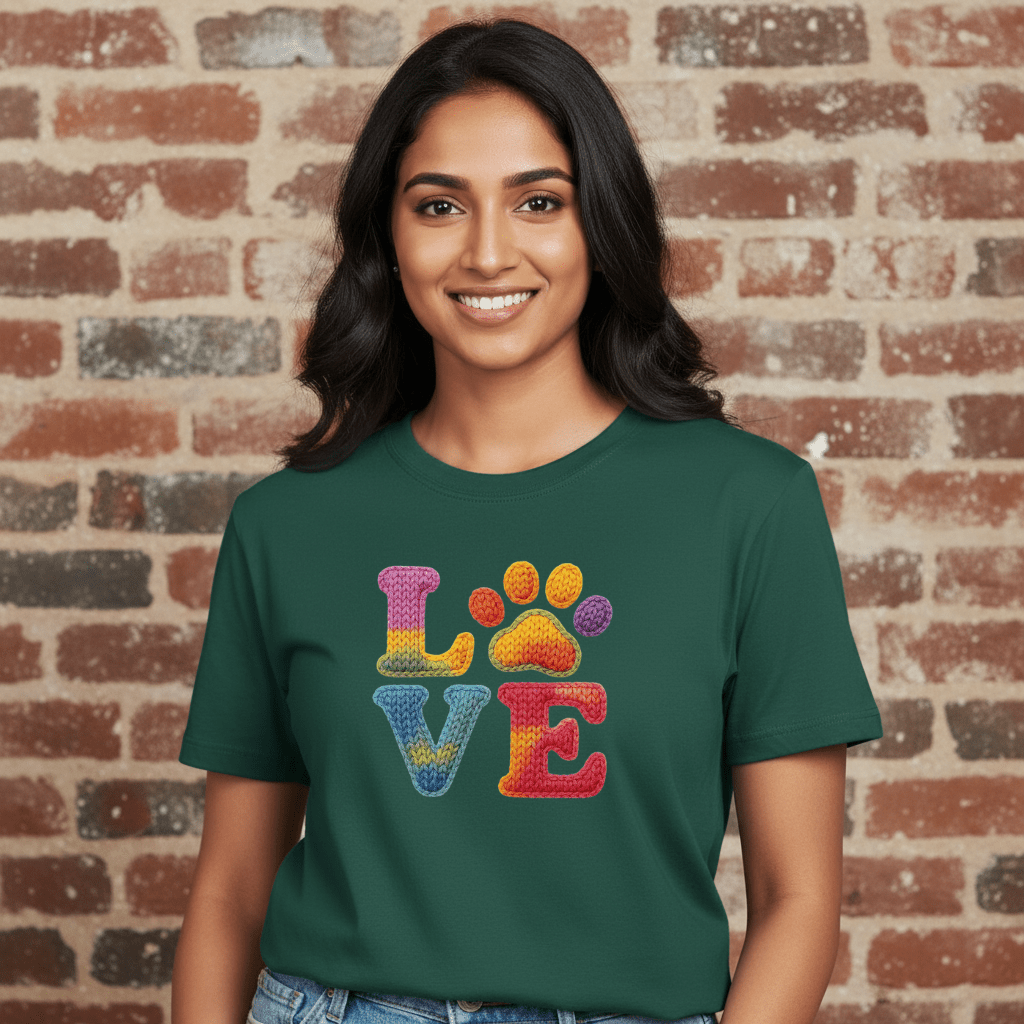 girl-bottlegreen-loveembi. Paw Print Tee
