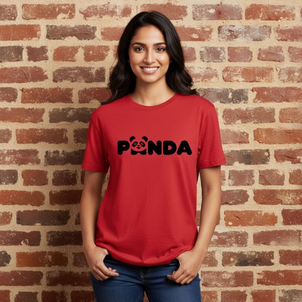red-girl-panda-center Panda Logo Tee