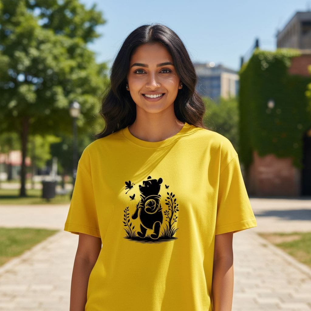 yellow-girl-bear-leaves Yellow Bear Tee