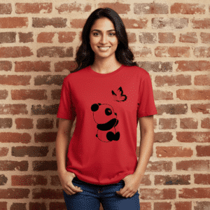 red girl panda butterfly